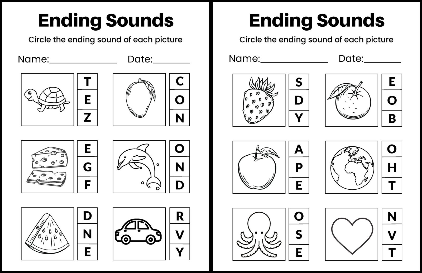 circle the ending sound